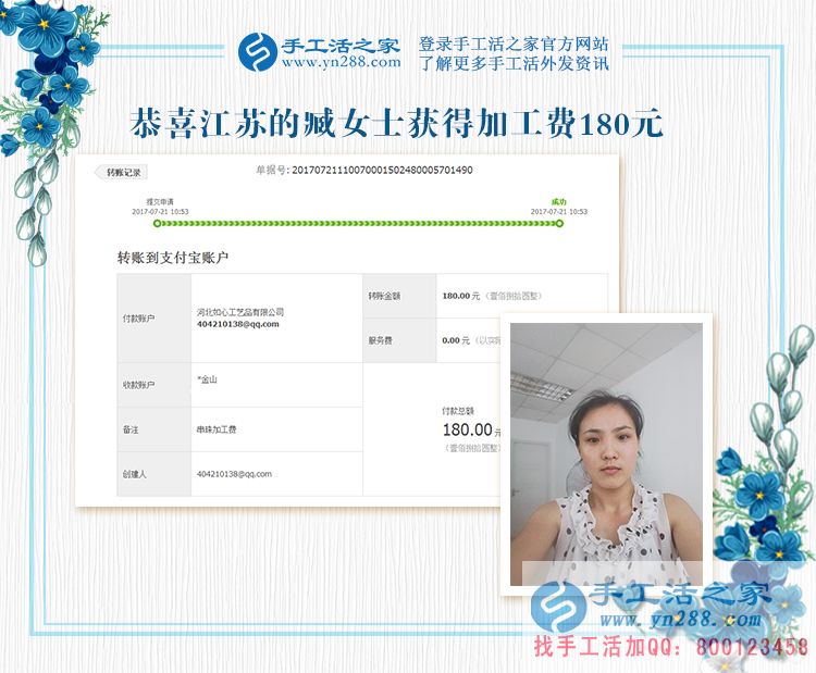 在朋友的介紹下，江蘇臧女士工作之外做手工活兼職賺錢(圖1)