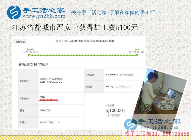 6天結(jié)算5100元，江蘇鹽城嚴女士的珠繡畫手工活加工團隊已經(jīng)初具規(guī)模(圖1)