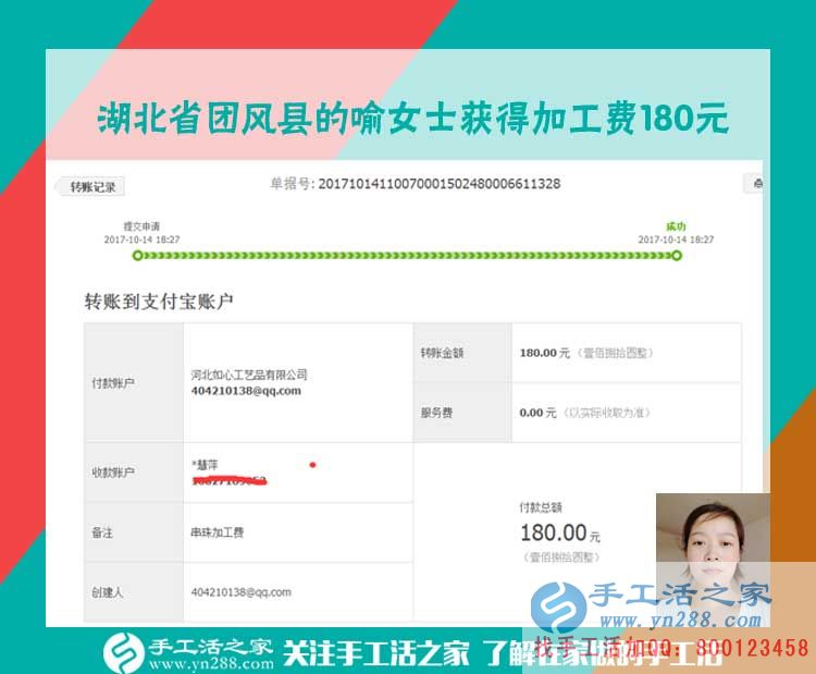 小護(hù)士休息時間長，湖北團(tuán)風(fēng)縣喻女士在家做珠繡手工活兼職賺錢(圖1)