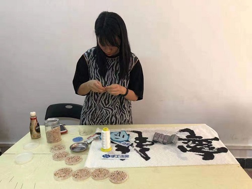 勵志珠珠繡串珠外發(fā)手工活在廣東！------記手工之家代理加工會員與當?shù)卣餐M織聽障人士學(xué)習(xí)串珠手工技能