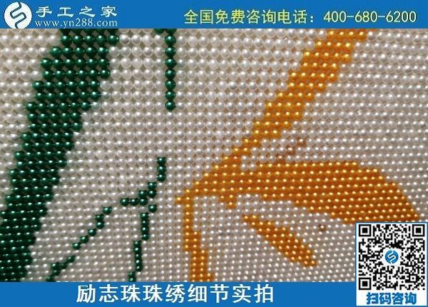 6月19日，把手工活拿回家做，有手工活代理加工項目的手工之家是什么實力？勵志珠珠繡成品細節(jié)實拍